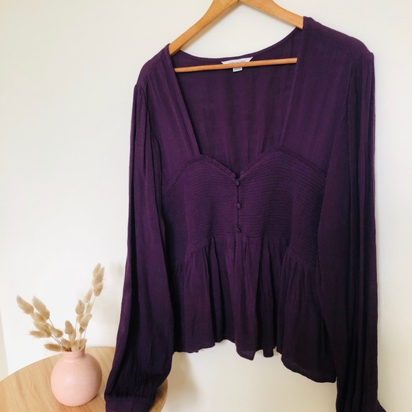 Purple long sleeved blouse corset detailing - Picture 2 of 6